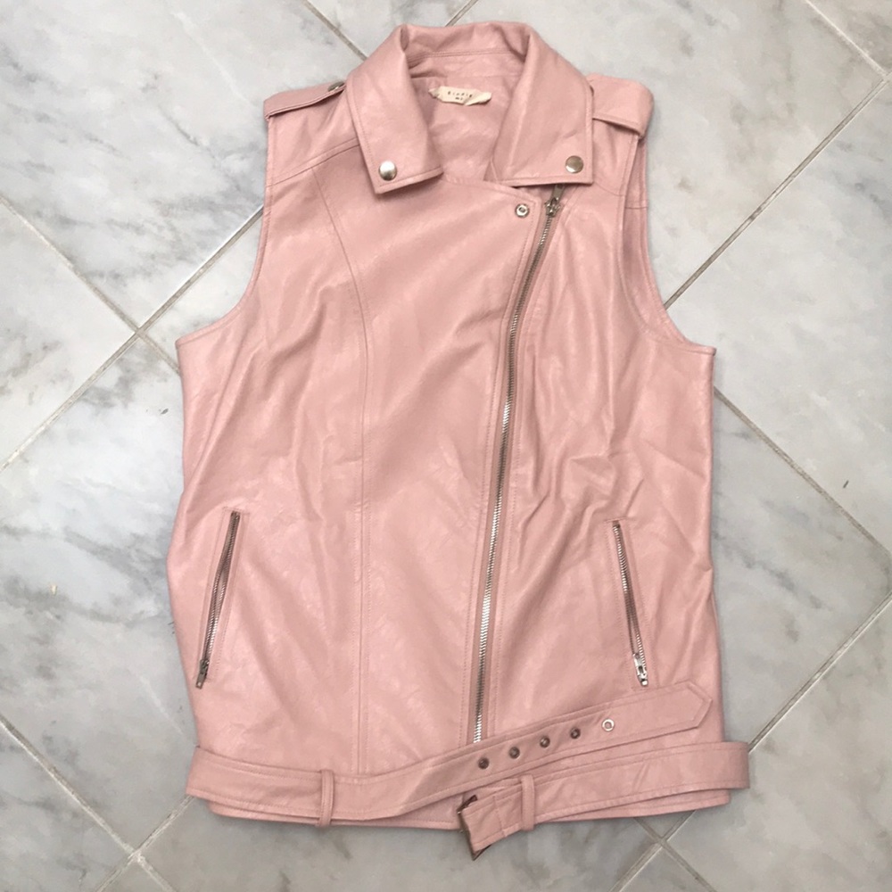 Faux pink leather vest